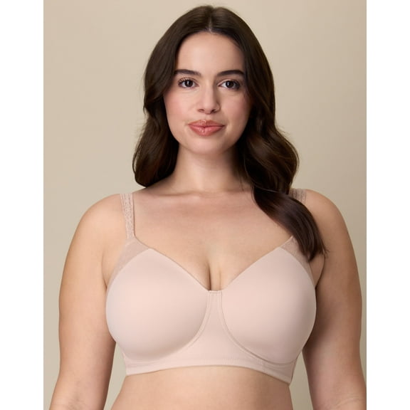 Playtex Full-Coverage Wireless T-Shirt Bra, Moisture-Wicking Almond 44C Women's