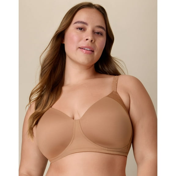 Playtex Full-Coverage Wireless T-Shirt Bra, Moisture-Wicking Dark Iced Brown 44C Women's