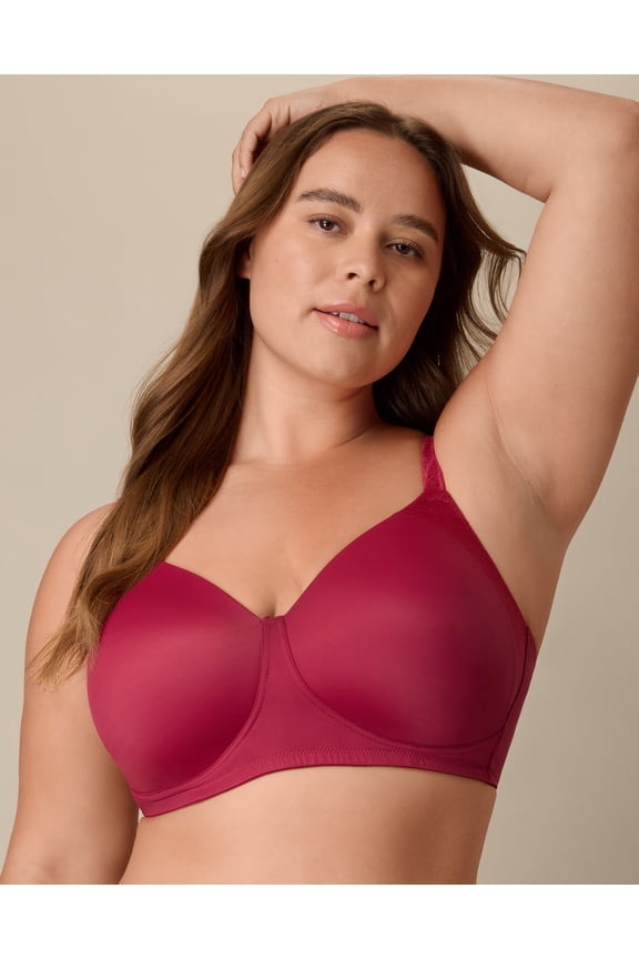 Full-Coverage Wireless T-Shirt Bra, Moisture-Wicking Digital Rose 42DD Women's