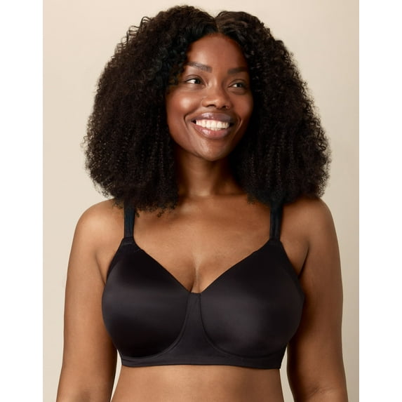 Playtex Full-Coverage Wireless T-Shirt Bra, Moisture-Wicking Dressed In Black 38DD Women's