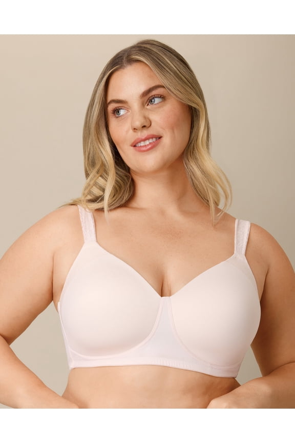 Full-Coverage Wireless T-Shirt Bra, Moisture-Wicking Heirloom White 40DD Women's