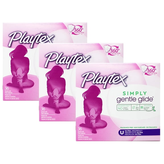 Playtex Gentle Glide Tampons Unscented Ultra Absorbency 36 Each - 3 Pack