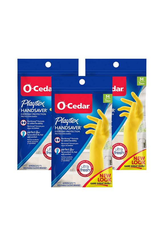 Hand Saver Reusable Rubber Gloves Everyday Protection (Medium, Pack 3)