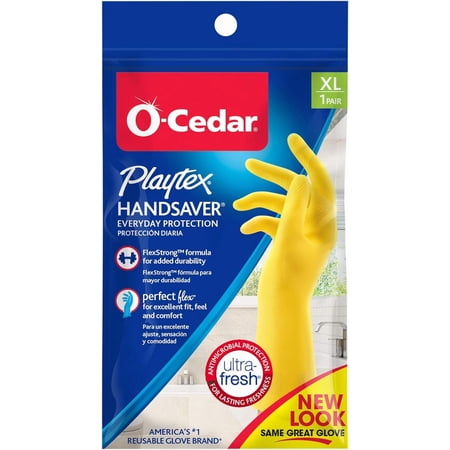 Playtex Hand Savers Reusable Rubber Cleaning Gloves with 1 Pair, XL, Yellow