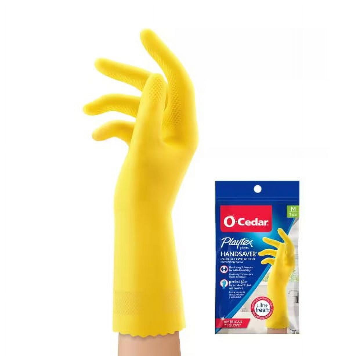 Nitras 3220 Yellow Latex Cleaning Gloves - Size Small, 12 Pairs, Disposable Household Gloves