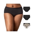 thumbnail image 1 of Playtex Microfiber Hipster Underwear Pack, Full Coverage, Moisture-Wicking, 3-Pack Heirloom White Leo/Black/Black 5XL Women's, 1 of 4