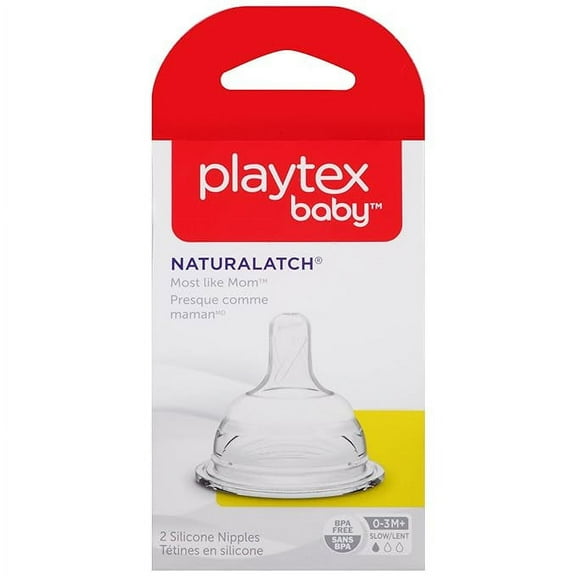 Playtex NaturaLatchNipple, Slow Flow, 2-Count