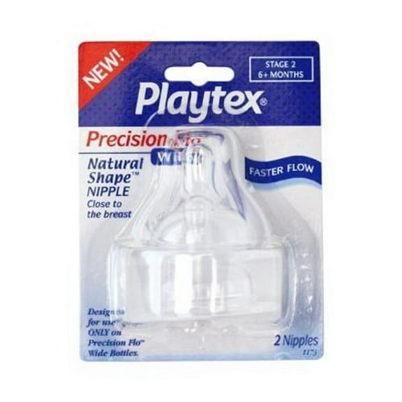 Playtex Precision Flo Natural Nipple, Wide - 2 Ea