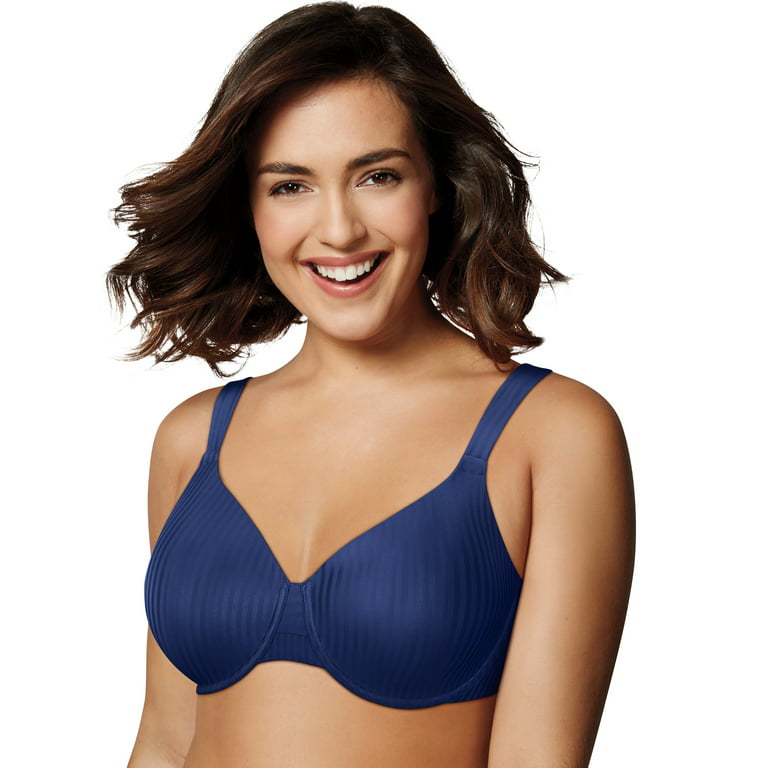 Playtex Secrets All Over Smoothing Seamless Full-Coverage Underwire T-Shirt  Bra for Full-Figures In The Navy 42B Women's
