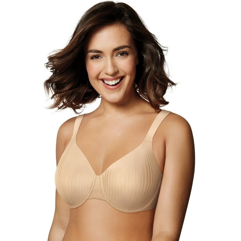 Playtex Secrets All Over Smoothing Seamless Full-Coverage Underwire T-Shirt  Bra for Full-Figures Nude Stripe 38DDD Women's 