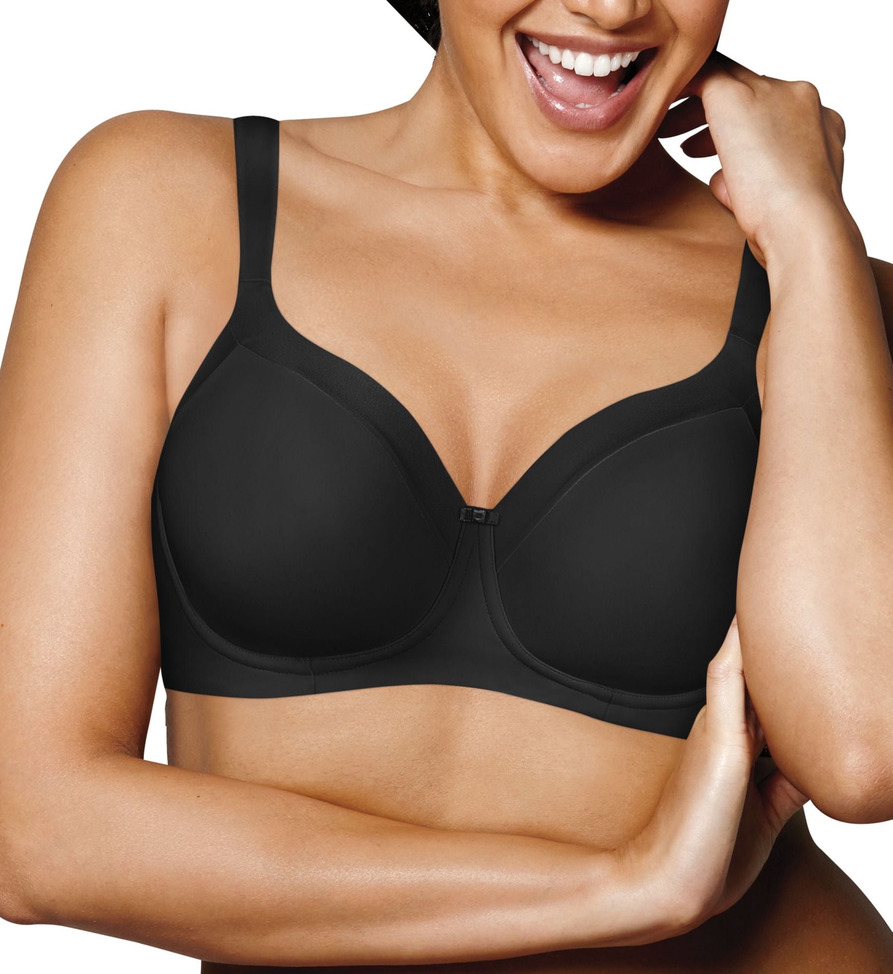 Women's Playtex US4824 Shape Lined Balconette Wirefree Bra (Black 44D)