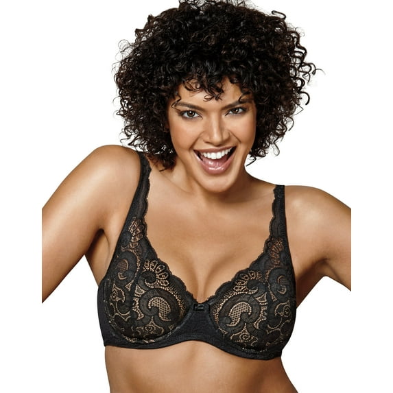 Playtex Secrets Beautiful Lift Lightly Lined Underwire Bra Black/Nude 42DD Women's