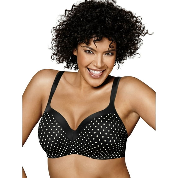 Playtex Secrets Underwire Smoothing Balconette T-Shirt Bra Black Whisper Dot Print 40D Women's