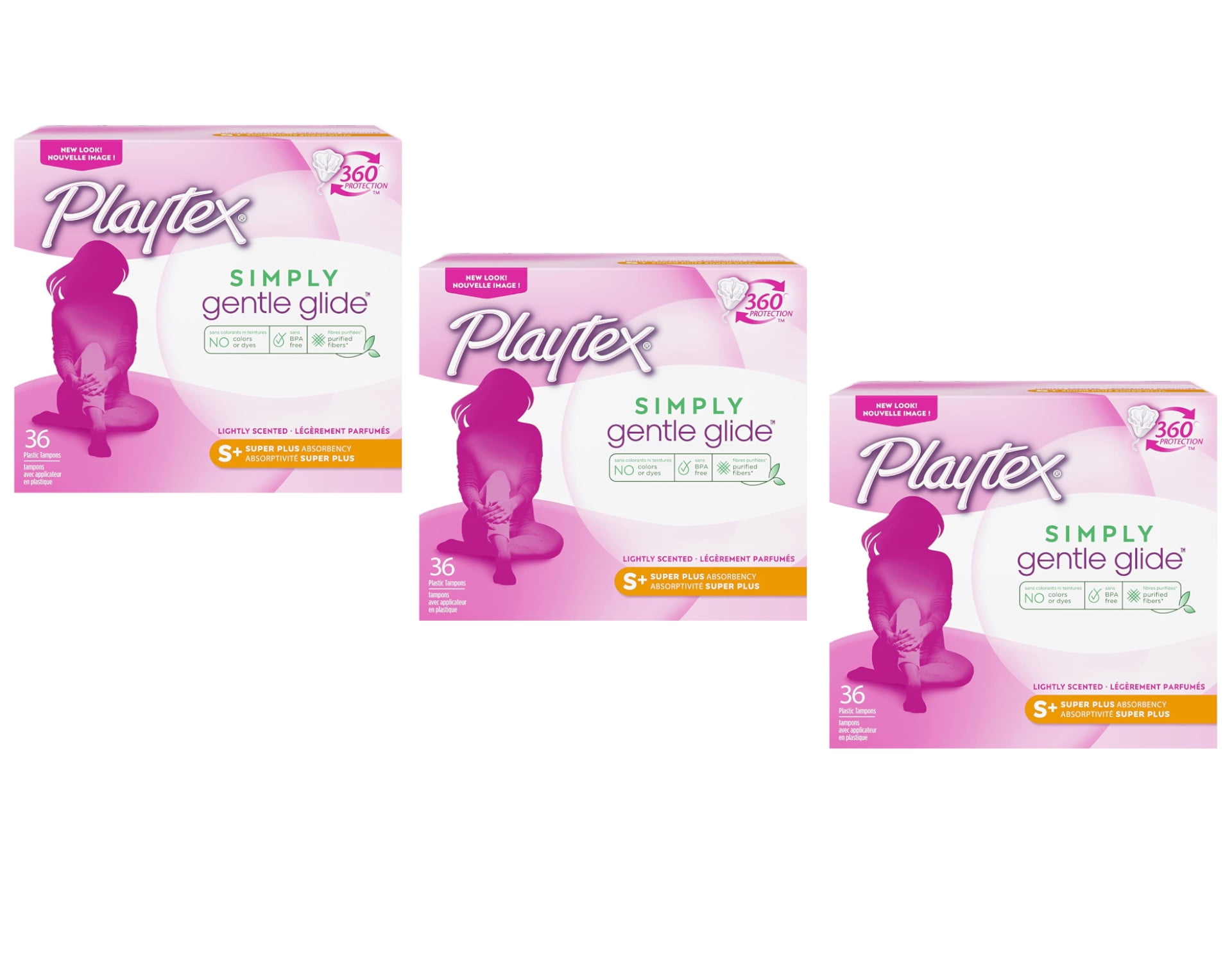 Playtex Simply Gentle Glide Scented Tampons with Super Plus Absorbency 36 Count (Pack of 3