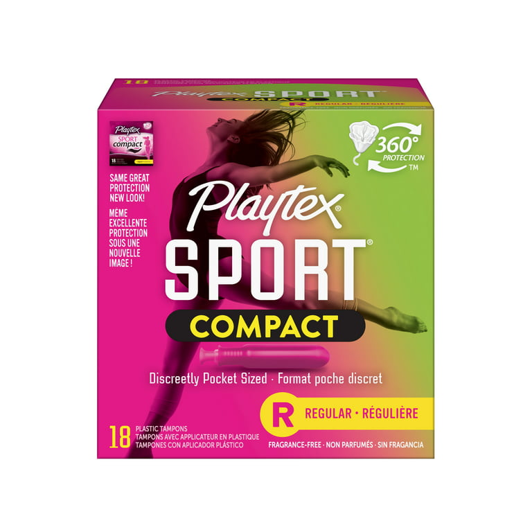 Playtex Sport Compact Athletic Tampons, Super Absorbency, Pack of 18 Tampons