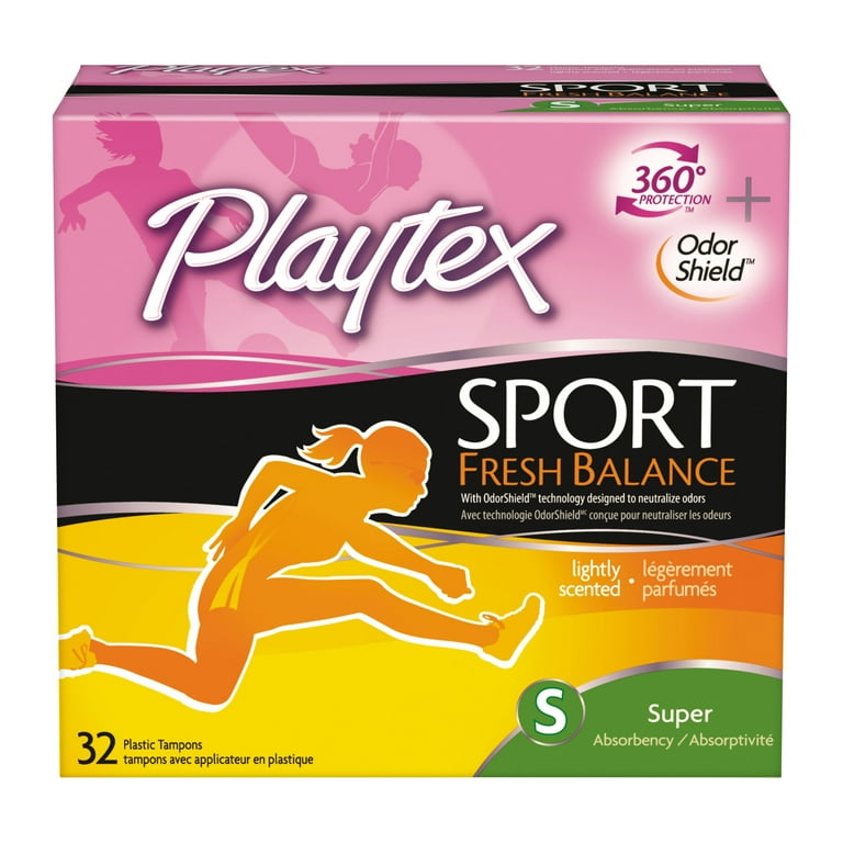 Playtex Sport Fresh Balance Plastic Tampons, Scented, Super, 32 Ct 