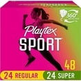 thumbnail image 1 of Playtex Sport Multi Pack Plastic Applicator Tampons, 24 Regular And 24 Super Tampons, Fragrance Free, 48 Ea, 2 Pack, 1 of 1