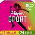 thumbnail image 1 of Playtex Sport Multi Pack Plastic Applicator Tampons, 24 Regular And 24 Super Tampons, Fragrance Free, 48 Ea, 3 Pack, 1 of 1