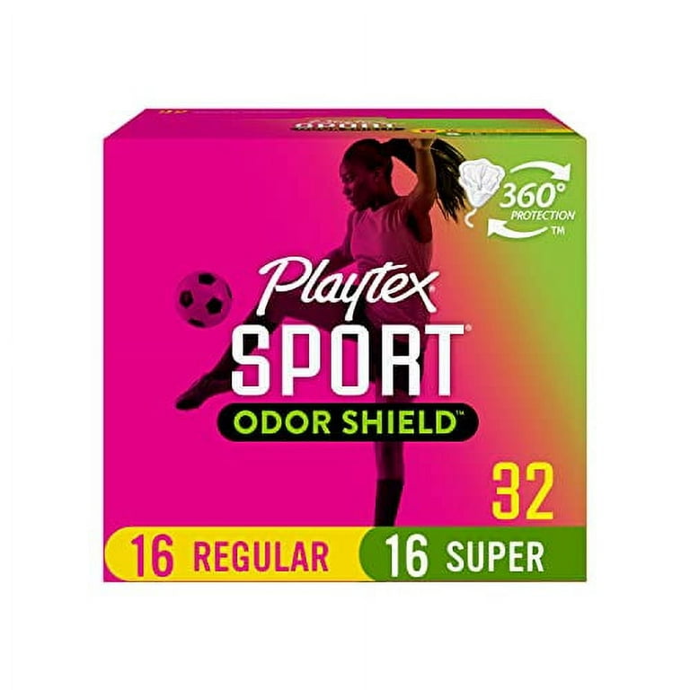 GENUINE•READYSTOCK Playtex Sport Odor Shield Tampons, Multipack (16ct  Regular/16ct Super Absorbency), Unscented - 32ct