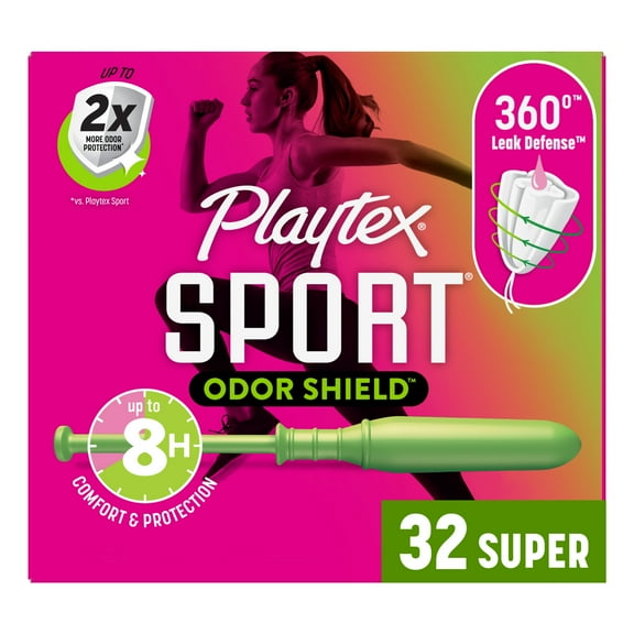 Playtex Sport Odor Shield Tampons Super Absorbency, Unscented - 32ct