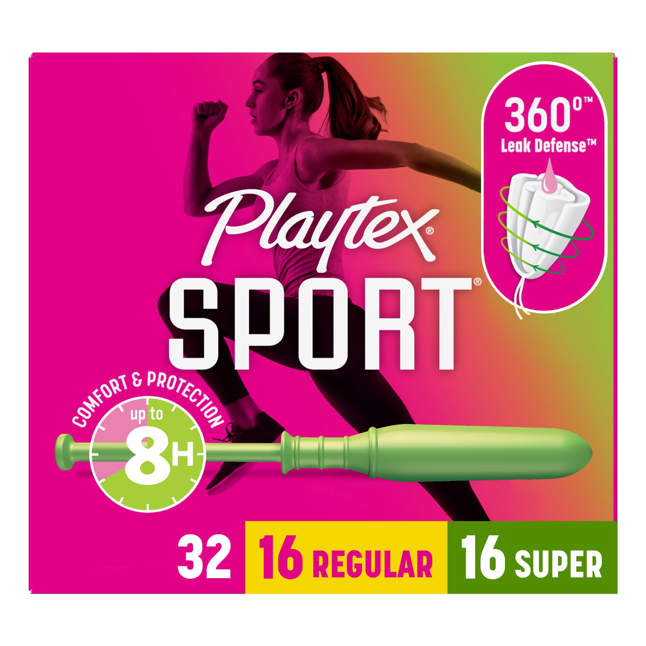 Playtex Sport Tampons, Fragrance Free, Regular/Super, 32 Count