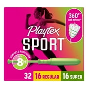 Playtex Sport Tampons, Unscented, Regular/Super 32 Count