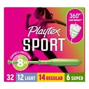 Playtex Sport Tampons, Unscented, Light/Regular/Super 32 Count