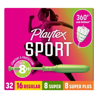 Playtex Sport Tampons, Unscented, Regular/Super/Super Plus Absorbency, 32 Count