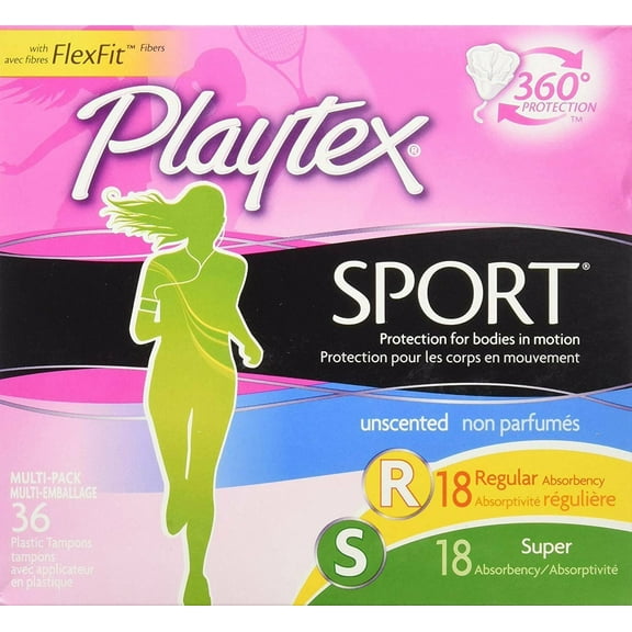 Playtex Sport Unscented Multi-Pack Tampons 36 ea (Pack of 2)