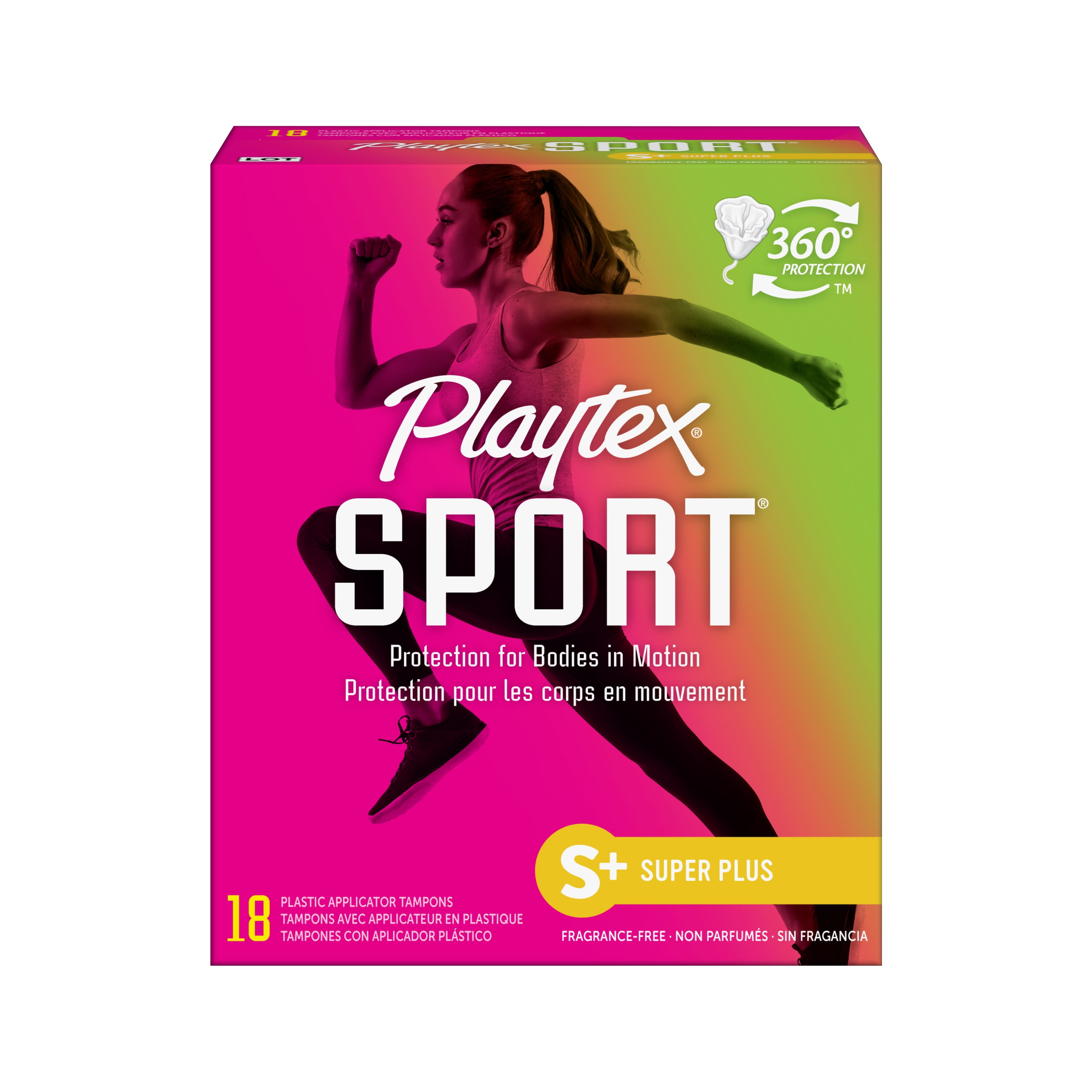Playtex Sport Plastic Tampons, Unscented, Super Plus, 18 Ct