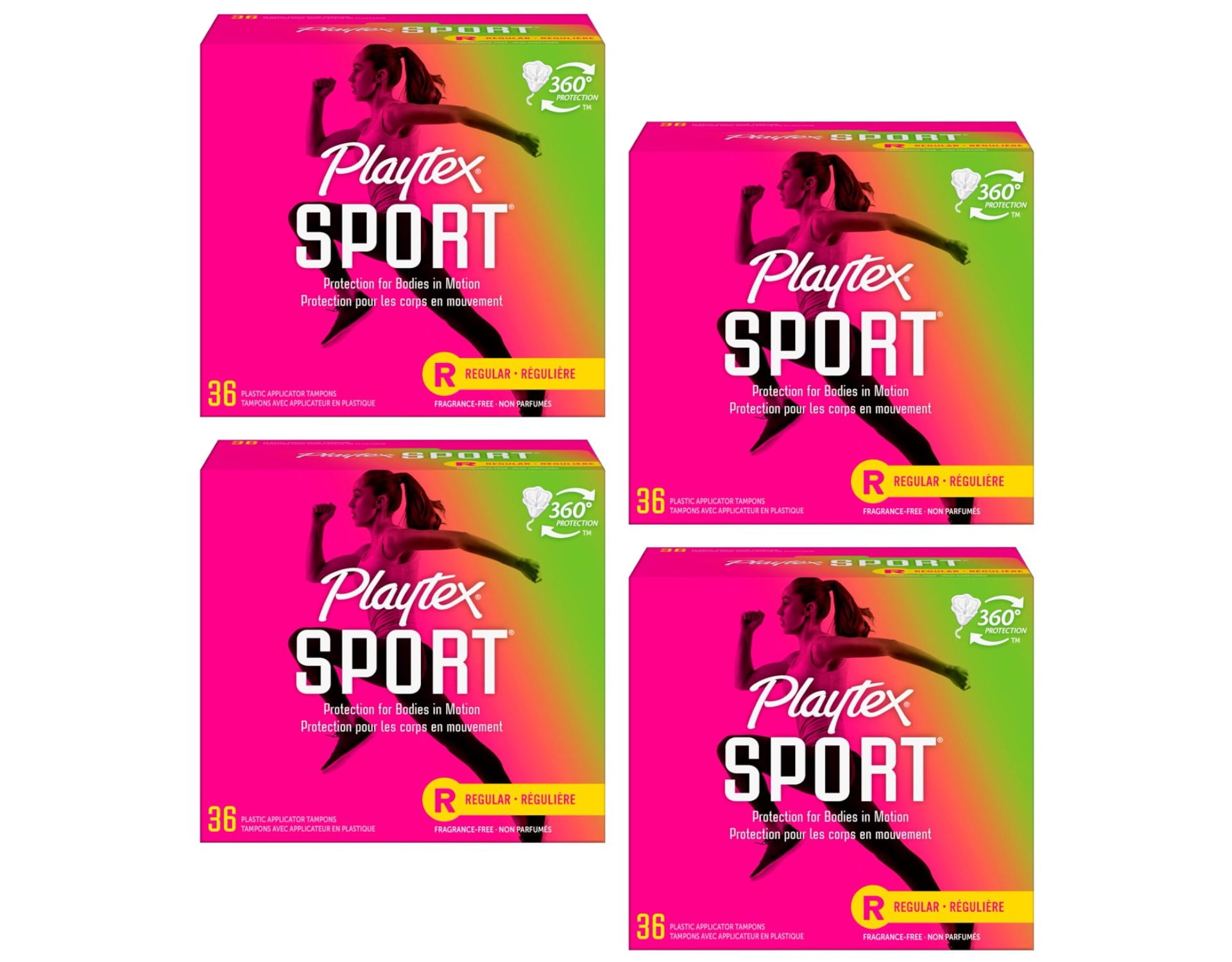 Playtex Sport Regular Absorbency Tampons, Unscented 36 ea (Pack of 4
