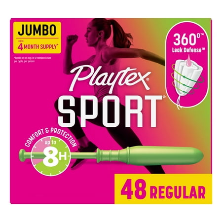 Playtex Sport Tampons, Unscented, Regular (48 Count)