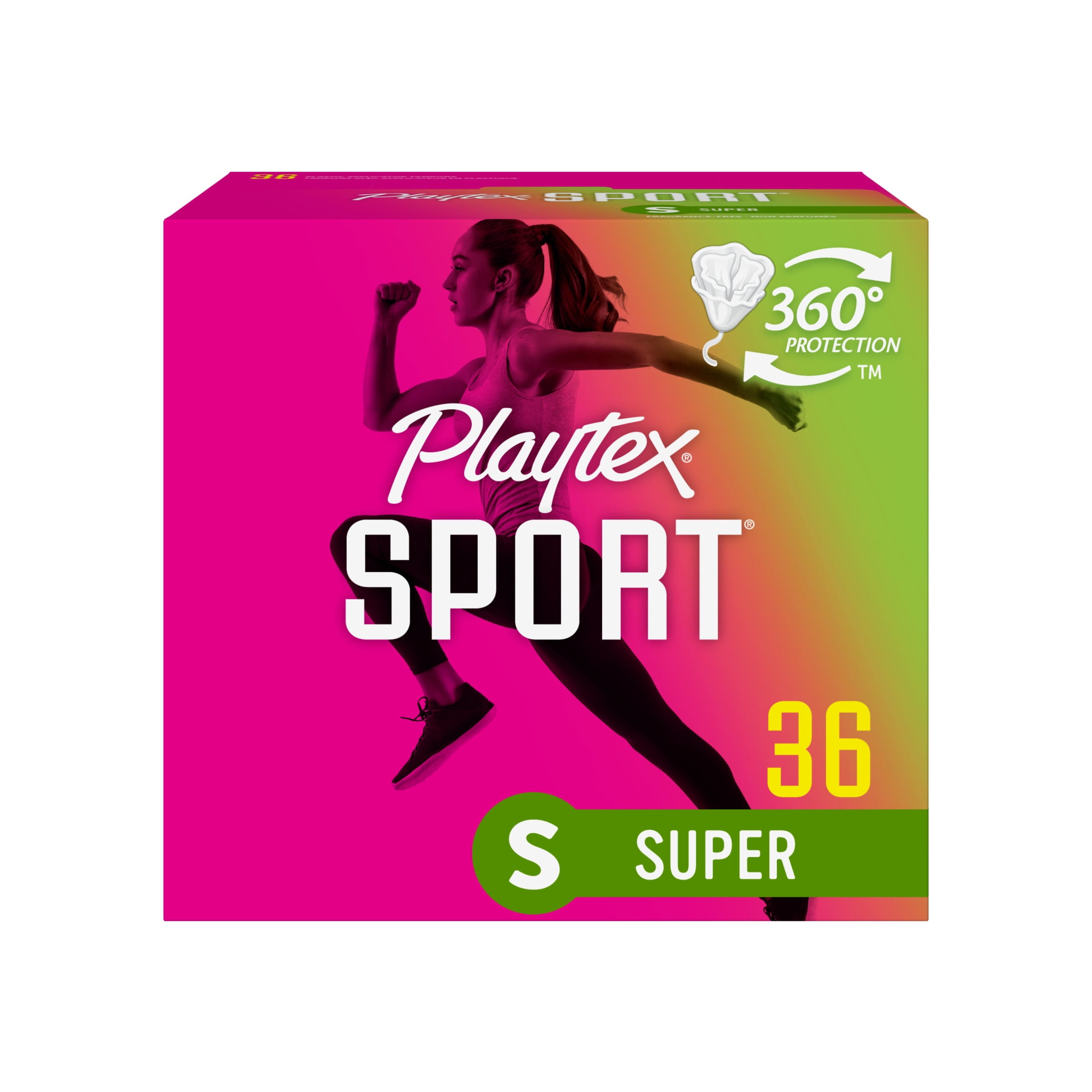 Playtex Sport Super Plastic Applicator Tampons, Unscented, 36 Ct