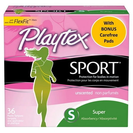 Playtex Sport Super Unscented Pads Bonus Pack, 36 Count