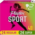 thumbnail image 1 of Playtex Sport Multi Pack Plastic Applicator Tampons, 24 Regular And 24 Super Tampons, Fragrance Free, 48 Ea.., 1 of 1