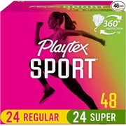 Playtex Sport Tampons Multipack 24ct Regular/24ct Super, Fragrance-Free - 48ct | Tampons Regular and Super, Playtex Tampon Multipack