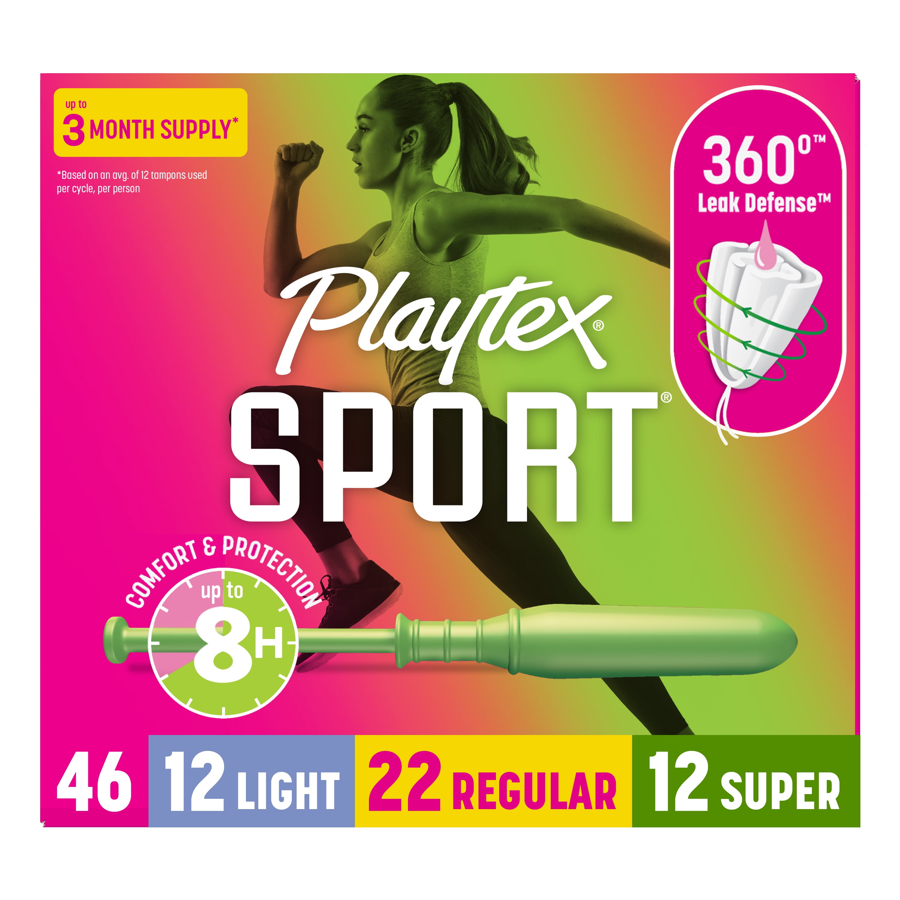 Playtex® Sport® Tampons, Multipack (Regular/Super/Super Plus Absorbency), 46ct