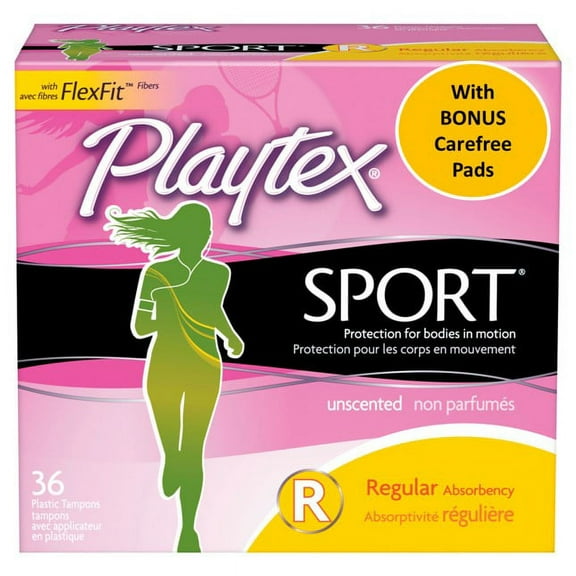 Playtex Sport Tampons, Regular, Unscented 36 Ct Plus Carefree Bonus