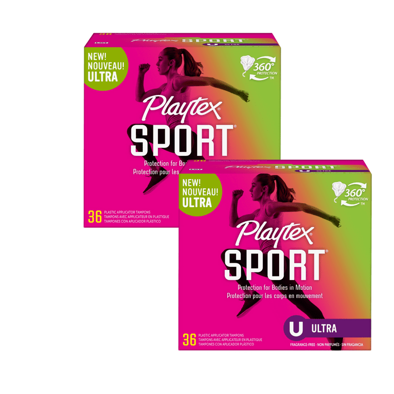 Playtex Sport Ultra Plastic Applicator Unscented Tampons, 36 counts x 2  Pack (72 Total Count) 