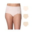 thumbnail image 1 of Playtex Tummy Smoothing Brief Underwear Pack, Moisture-Wicking, 3-Pack (Plus Sizes) Heirloom White/Almond/Almond 2XL Women's, 1 of 4