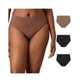 thumbnail image 1 of Playtex Tummy Smoothing High-Cut Brief Underwear Pack, 3-Pack (Plus Sizes) Bronzed Chestnut Heather/Black/Black 4XL Women's, 1 of 5
