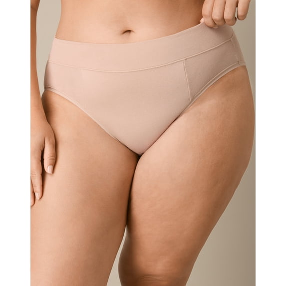 Playtex Tummy Smoothing High-Cut Brief Underwear Pack, 3-Pack (Plus Sizes) Heirloom White/Almond/Almond 2XL Women's