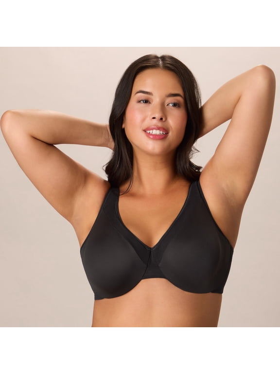 Underwire Bra Minimizer Smoothing Adjustable Bust-Reducing Comfortable Bra Moisture-Wicking Dressed In Black 38C