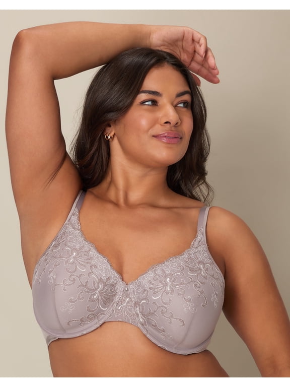Secrets Beautiful Lift Embroidered Underwire Bra Warm Steel/Mother Of Pearl Embroidery 38DDD Women's
