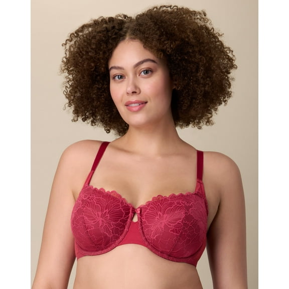 Playtex Unlined Lace Balconette Bra, Full Coverage  Digital Rose 44C Women's