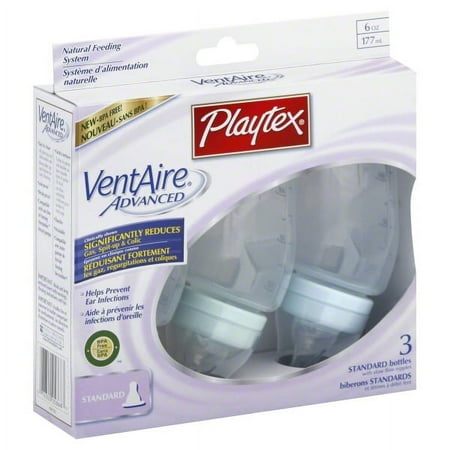 Playtex VentAire Advanced Standard Baby Bottles, 3 count - Colors May Vary