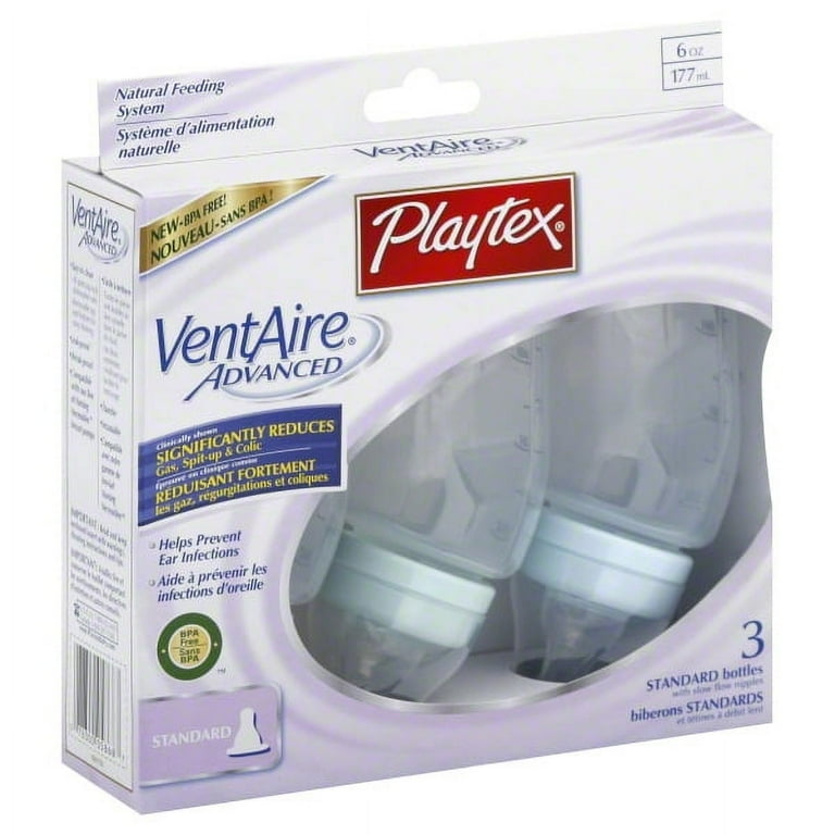 Playtex VentAire Advanced Standard Baby Bottles 3 count Colors May Vary