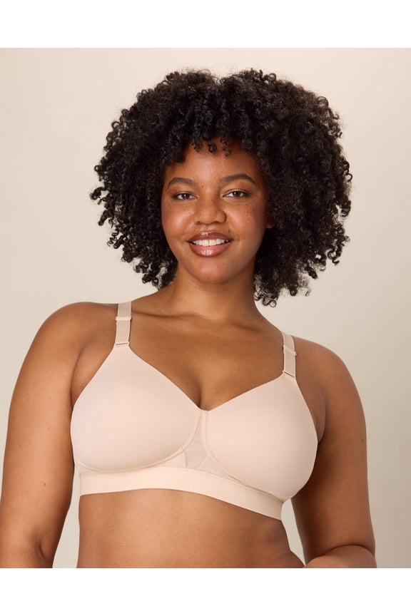 Women's Wireless Bra, Smoothing Comfort, Moisture-Wicking Almond 46DDD