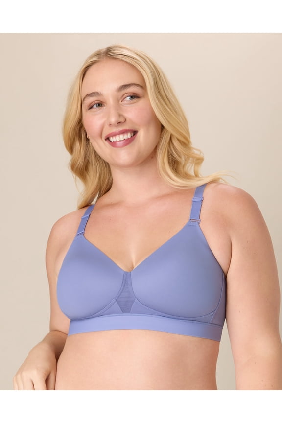 Women's Wireless Bra, Smoothing Comfort, Moisture-Wicking Chateau Blue 46DDD