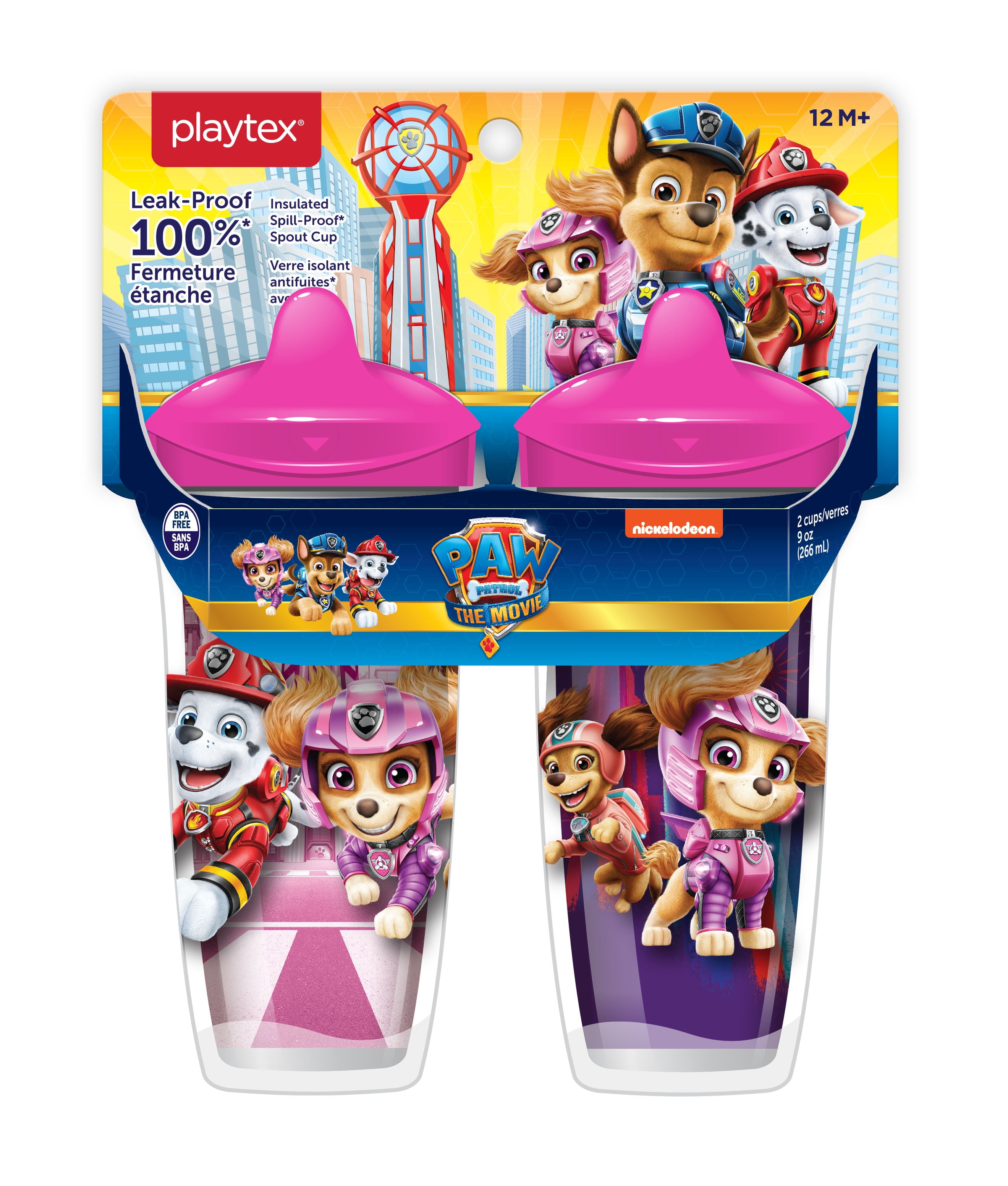 Playtex stage 3 Paw Patrol Girl Movie insulated sippy cup 9 Oz. 2pk 
